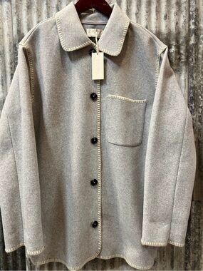 NWT Z Supply Olivia Whipstitch JacketLight Gray Wool-Blend Jacket heather grey L